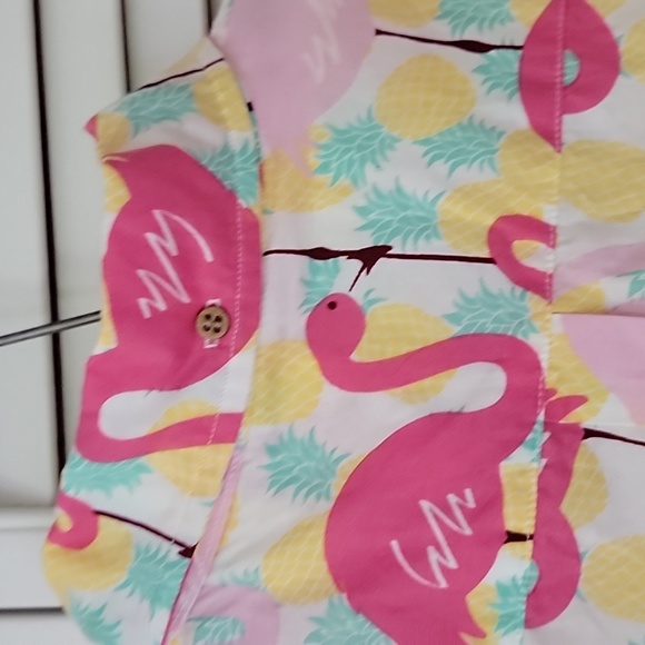 The Nutter Made in the USA Flamingo/Pineapple Collared Tee Shirt - Picture 5 of 7